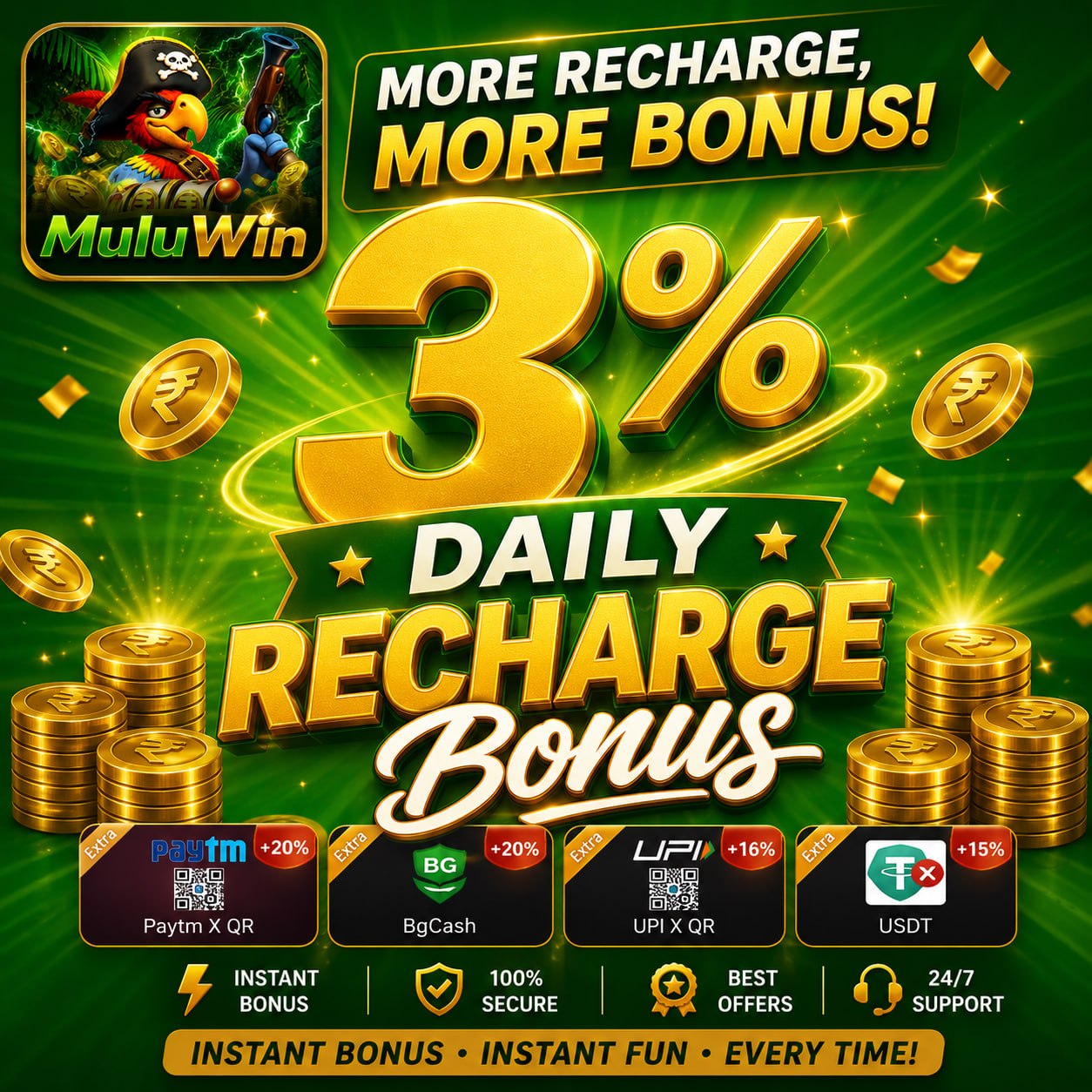 Mulu Win 3% Daily Recharge Bonus